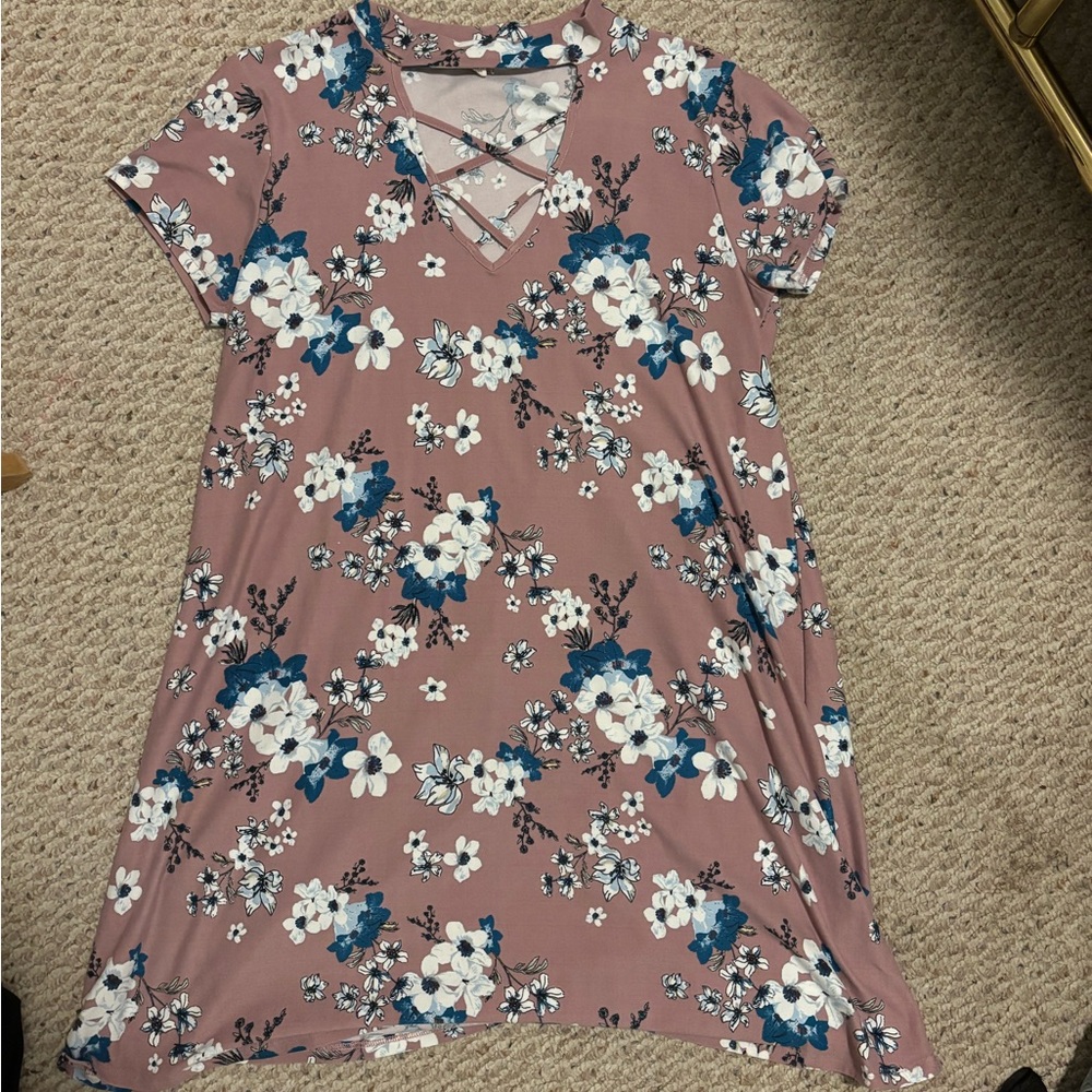 Pink Rose Floral Dress